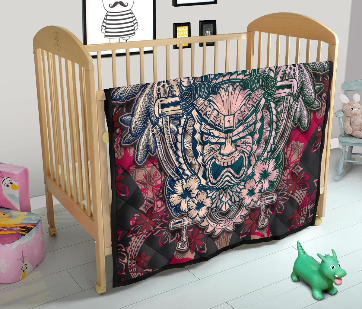 Hawaii Polynesian Premium Quilt - Hawaiian Tiki Face - Polynesian Pride