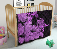 Hawaii Turtle Premium Quilt Polynesian Hibiscus Art Pink AH - Polynesian Pride