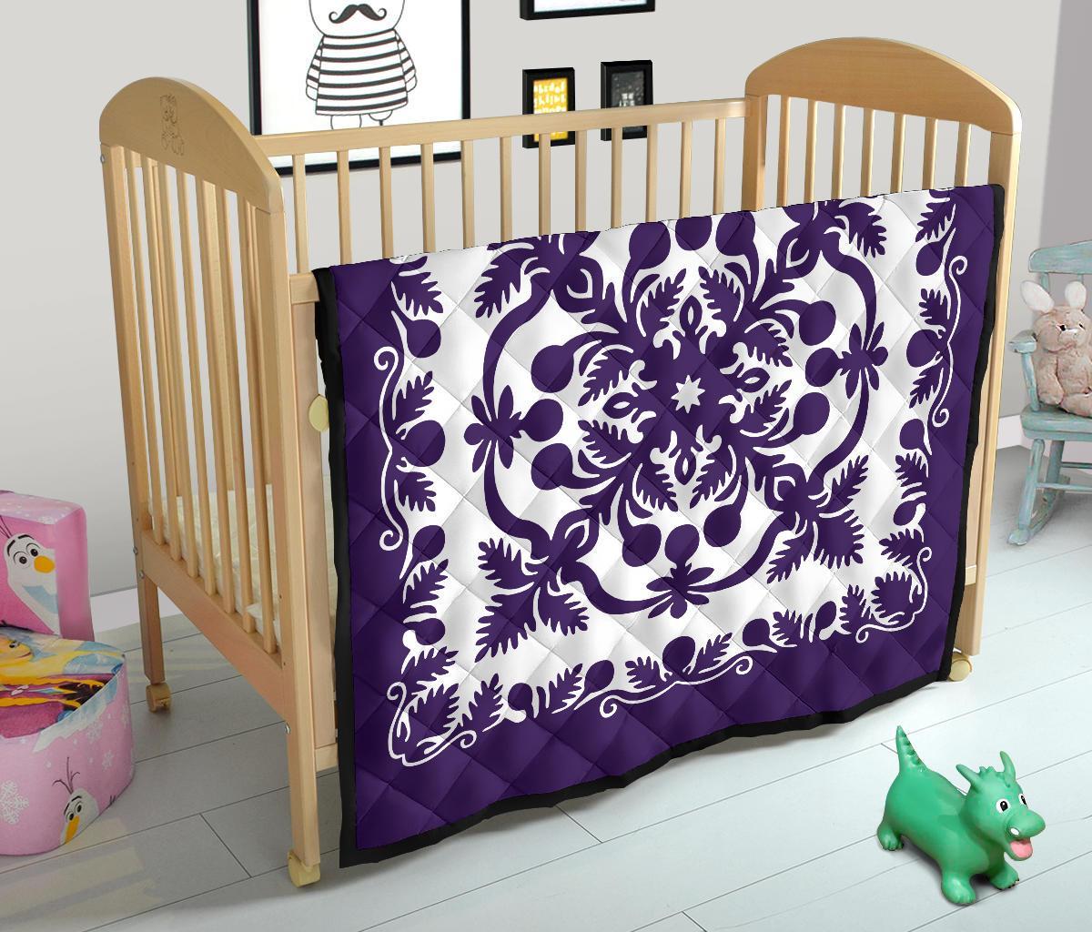 Hawaii Premium Quilt Royal Pattern - Purple And White - Polynesian Pride