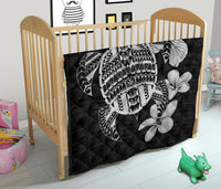 Hawaiian Kanaka Hibiscus Plumeria Mix Polynesian Turtle Premium Quilt Gray AH - Polynesian Pride