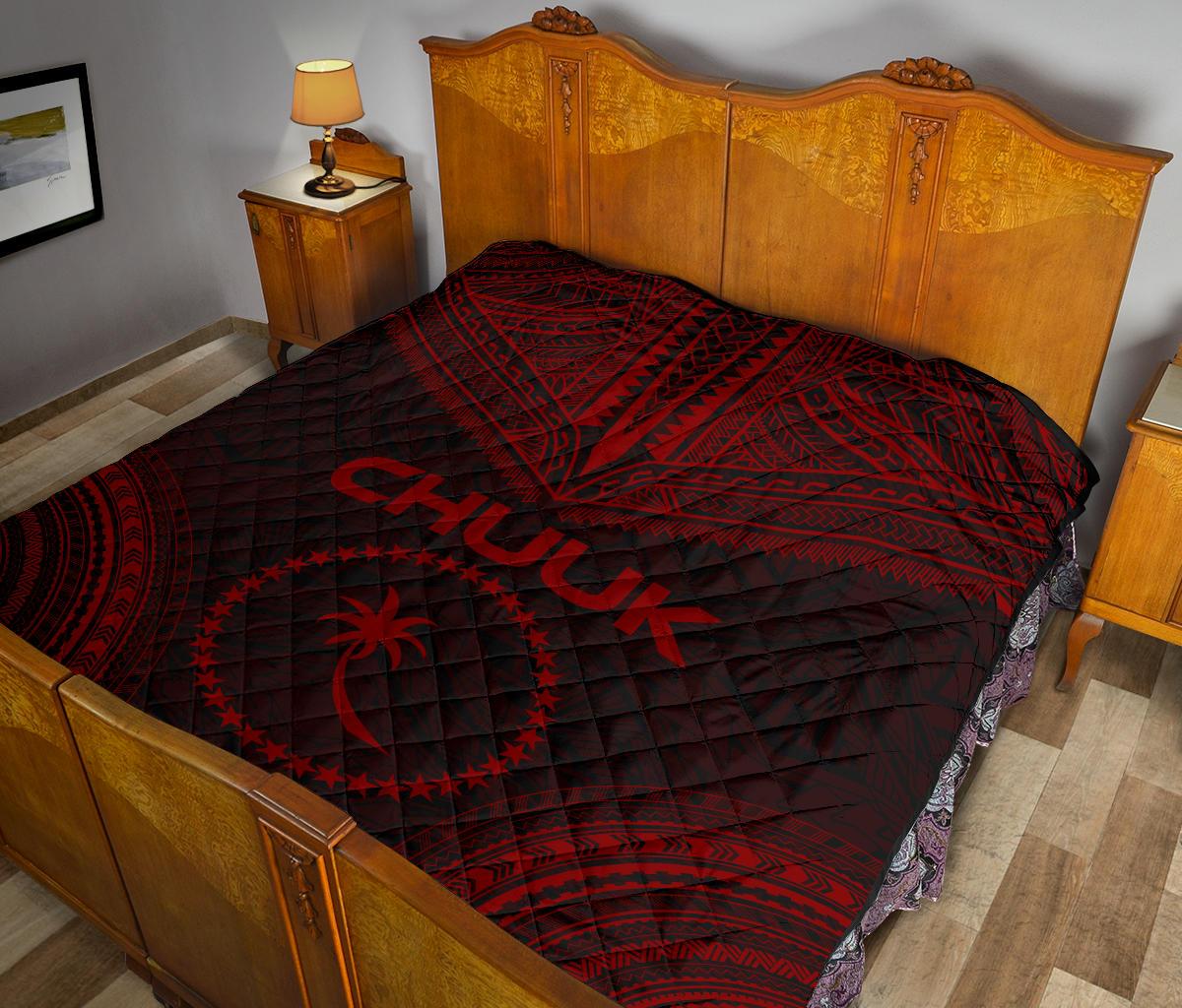 Chuuk Premium Quilt - Chuuk Flag Polynesian Chief Red Version - Polynesian Pride