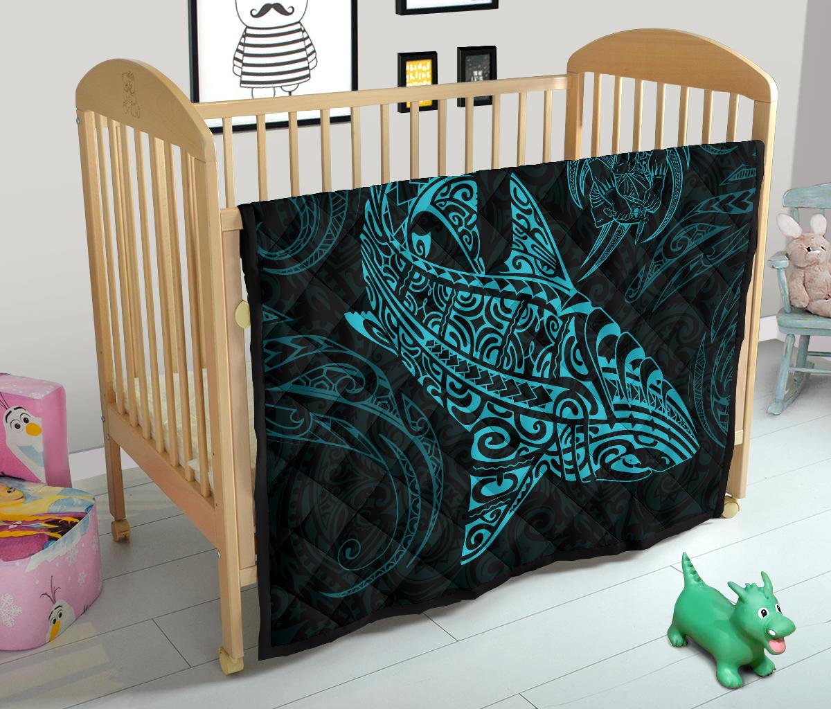 Polynesian Quilt - Polynesian Blue Shark Warrior Tattoo - Polynesian Pride