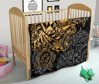 Samoa Polynesian Premium Quilt - Gold Turtle Flowing - Polynesian Pride