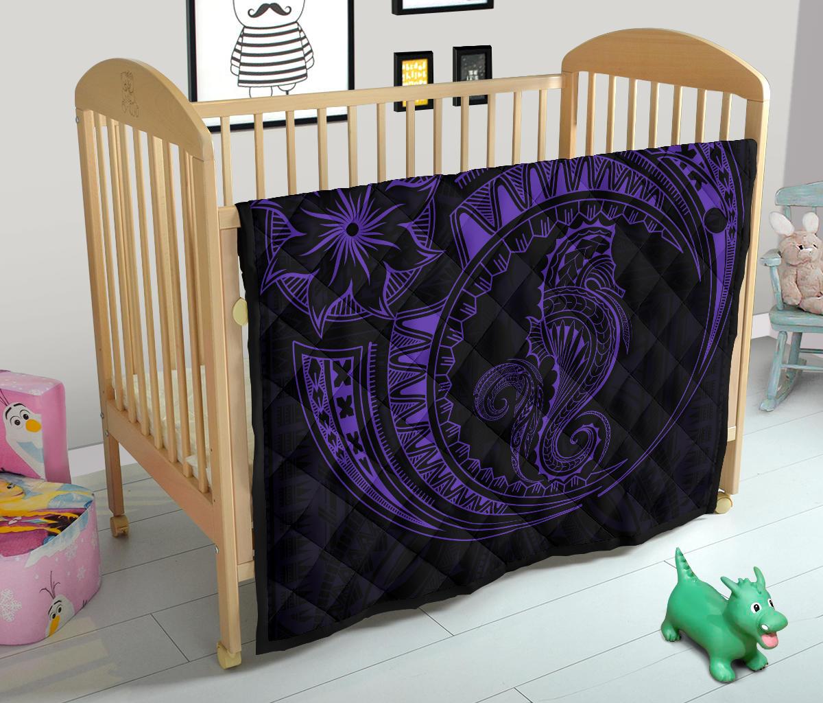 Polynesian Quilt - Polynesian Purple Seahorse Tattoo - Polynesian Pride