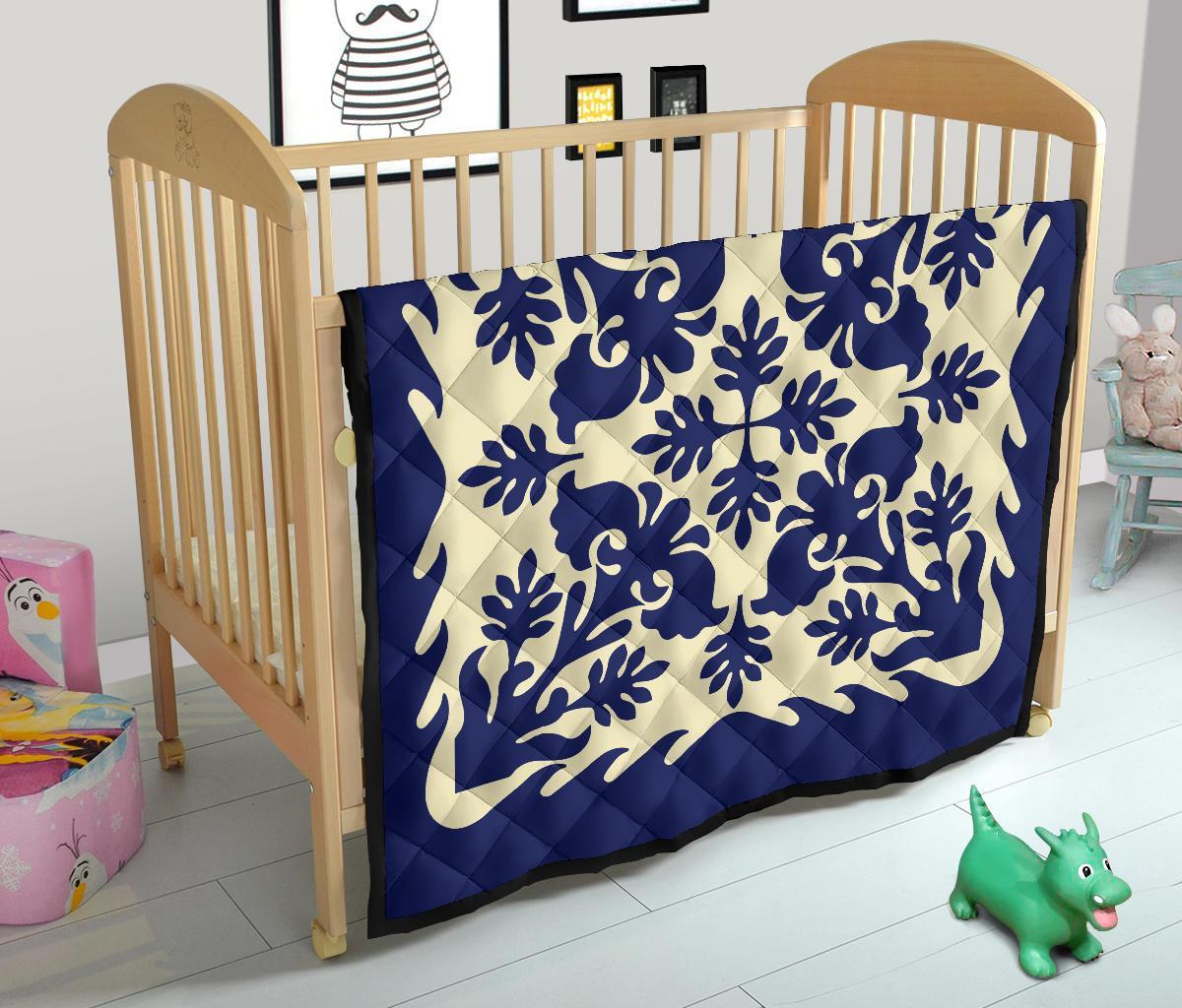 Hawaiian Leaves Pattern Premium Quilt - Blue - Argu Style - AH - Polynesian Pride