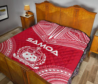Samoa Premium Quilt - Samoa Coat Of Arms Polynesian Chief Red Version - Polynesian Pride