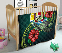 Tahiti Polynesian Premium Quilt - Green Turtle Hibiscus - Polynesian Pride