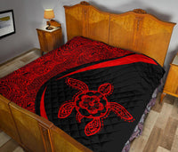 Hawaii Turtle Polynesian Red Premium Quilt - Circle Style - Polynesian Pride