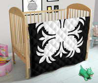Hawaiian Premium Quilt Royal Pattern - Black And White - A2 Style - Polynesian Pride