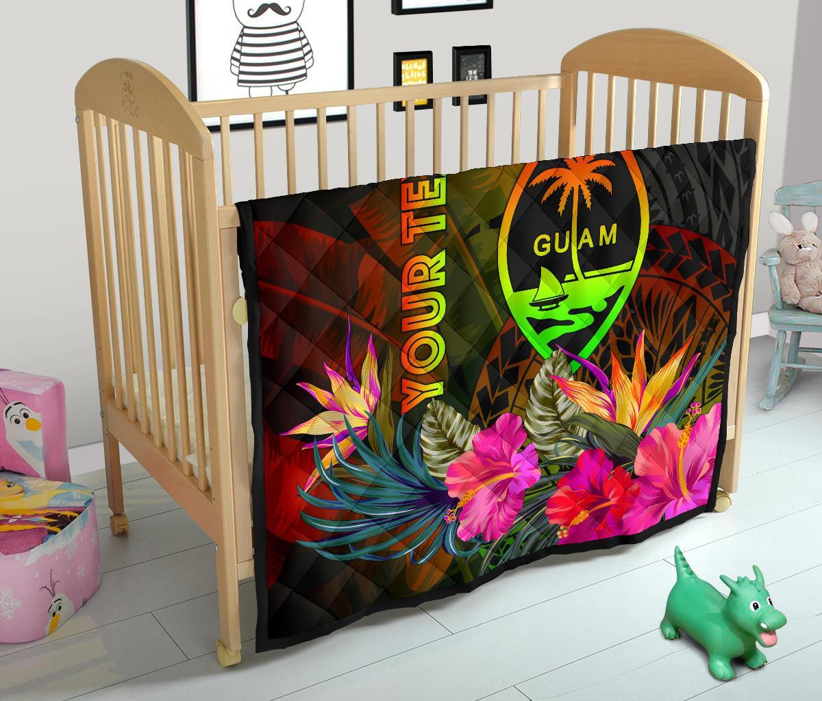 Guam Polynesian Personalised Premium Quilt - Hibiscus and Banana Leaves - Polynesian Pride