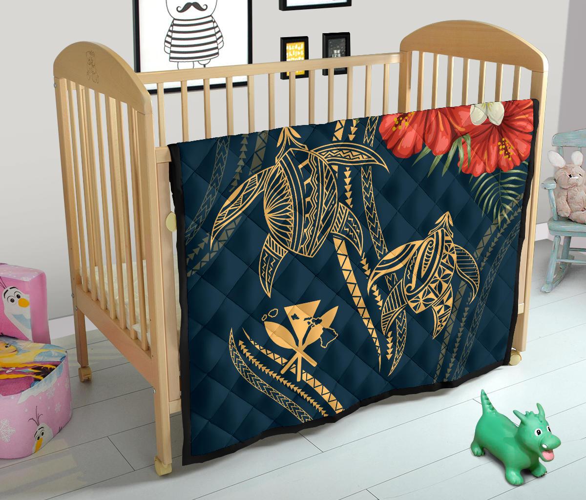 Hawaii Polynesian Turtle Hibiscus Premium Quilt - Nolan Style - Polynesian Pride