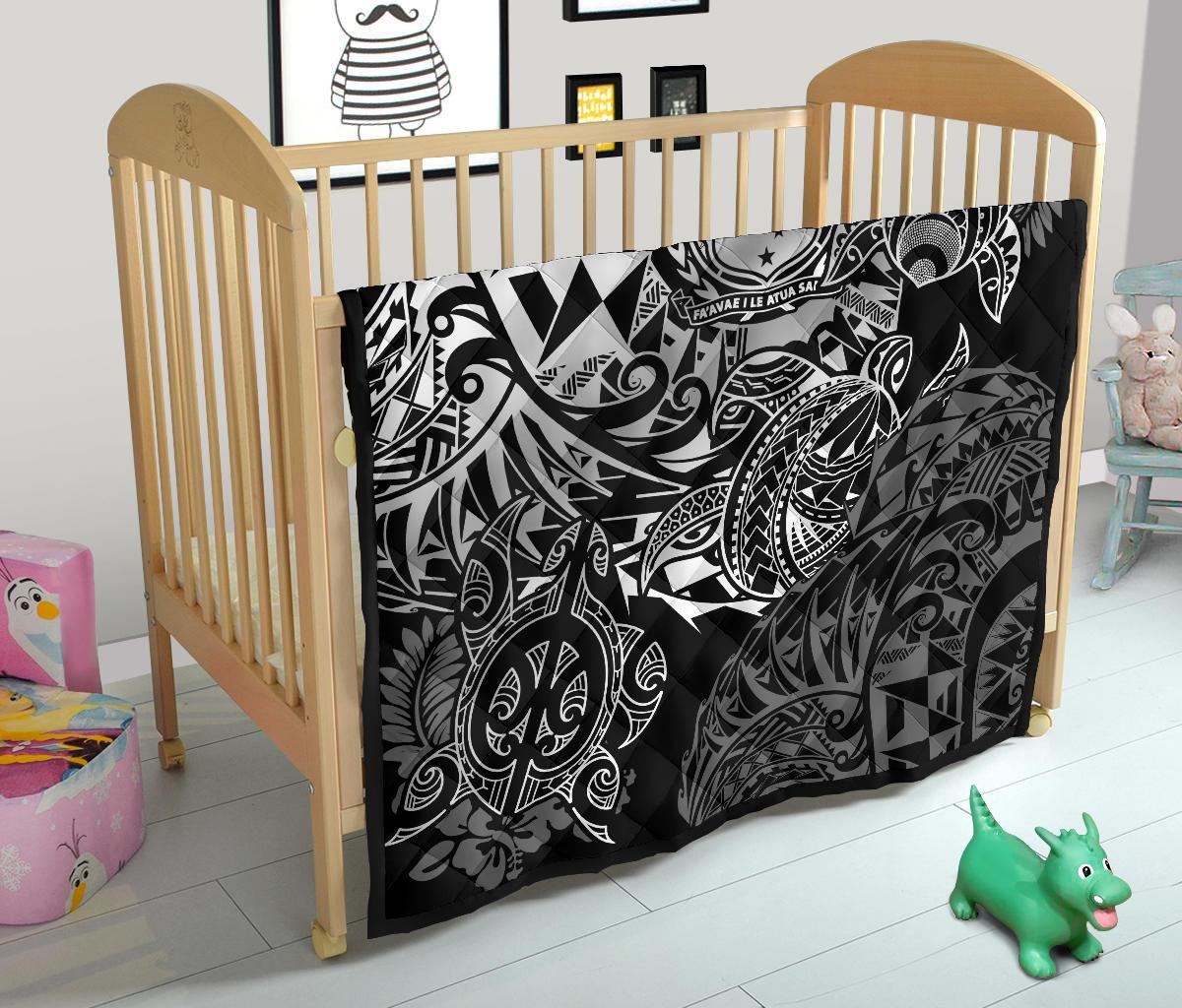 Samoa Polynesian Premium Quilt - White Turtle Flowing - Polynesian Pride