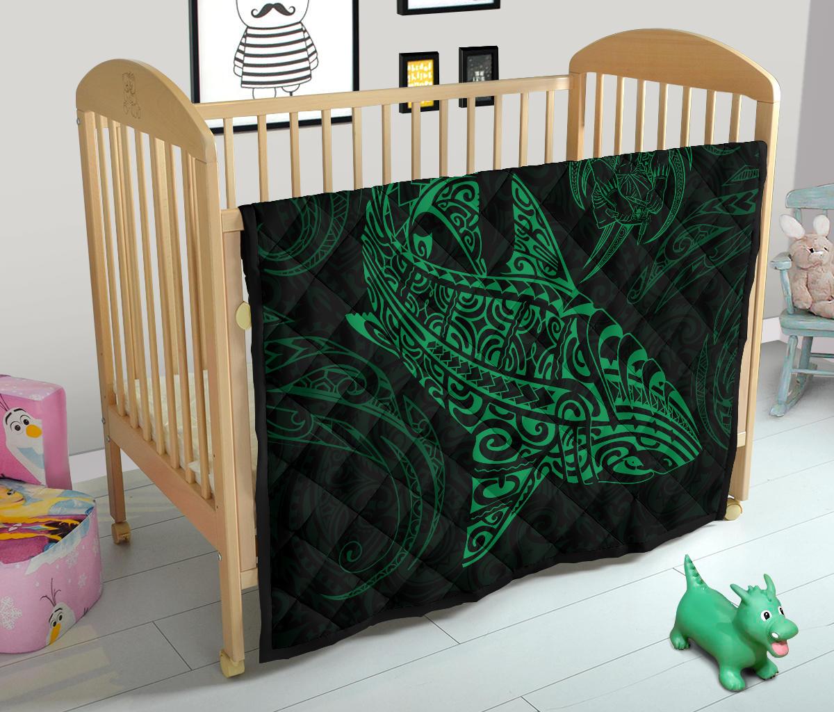 Polynesian Quilt - Polynesian Green Shark Warrior Tattoo - Polynesian Pride