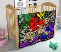 Kanaka Maoli (Hawaiian) Premium Quilt - Polynesian Turtle Colorful And Hibiscus - Polynesian Pride