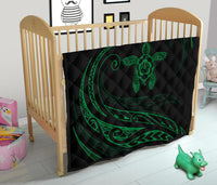 Hawaii Turtle Hibicus Premium Quilt - Frida Style - Green - Polynesian Pride