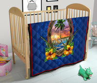 Guam Premium Quilt - Guam Coat Of Arms Hibiscus - Polynesian Pride