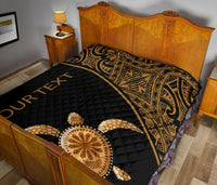 Polynesian Custom Personalised Premium Quilt - Gold Turtle Curver Style - Polynesian Pride