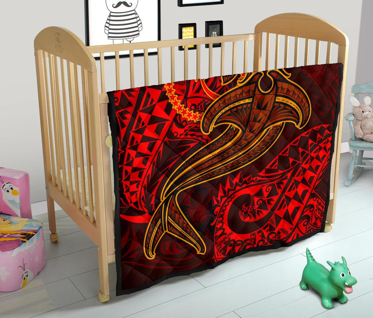 Chuuk Premium Quilt - Red Shark Polynesian Tattoo - Polynesian Pride