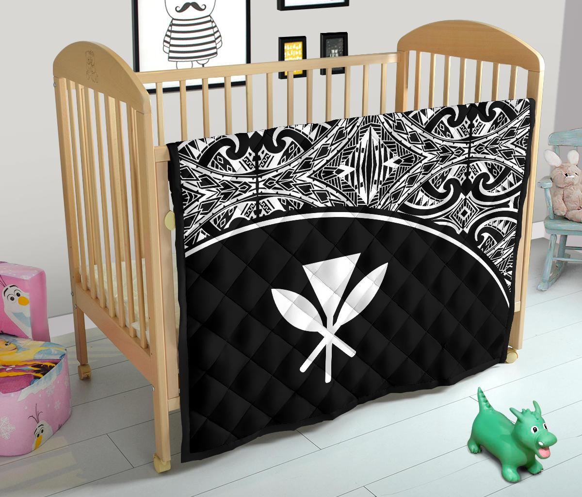 Hawaii Polynesian Premium Quilt - White Kanaka Maoli Curve Version - Polynesian Pride