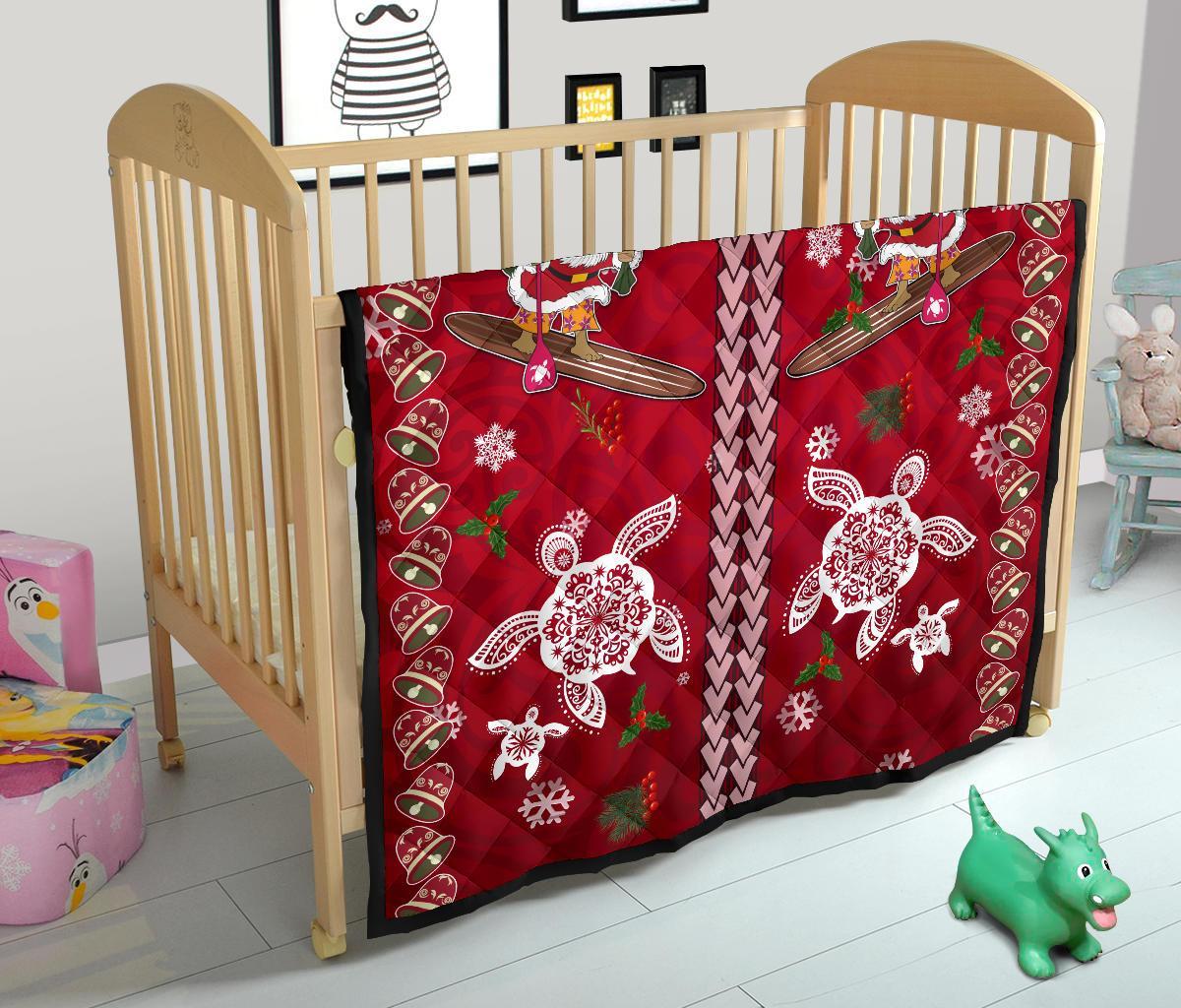 Hawaii Turtle Santa Claus Pattern Christmas Premium Quilt - San Style - AH - Polynesian Pride