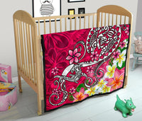 Polynesian Premium Quilt - Turtle Plumeria Pink Color - Polynesian Pride