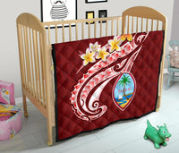 Guam Premium Quilt - Guam Seal Polynesian Patterns Plumeria (Red) - Polynesian Pride