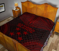 Gambier Islands Premium Quilt - Gambier Islands Flag Polynesian Chief Red Version - Polynesian Pride
