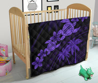 Hawaii Turtle Plumeria Coconut Tree Polynesian Premium Quilt - Purple - Polynesian Pride