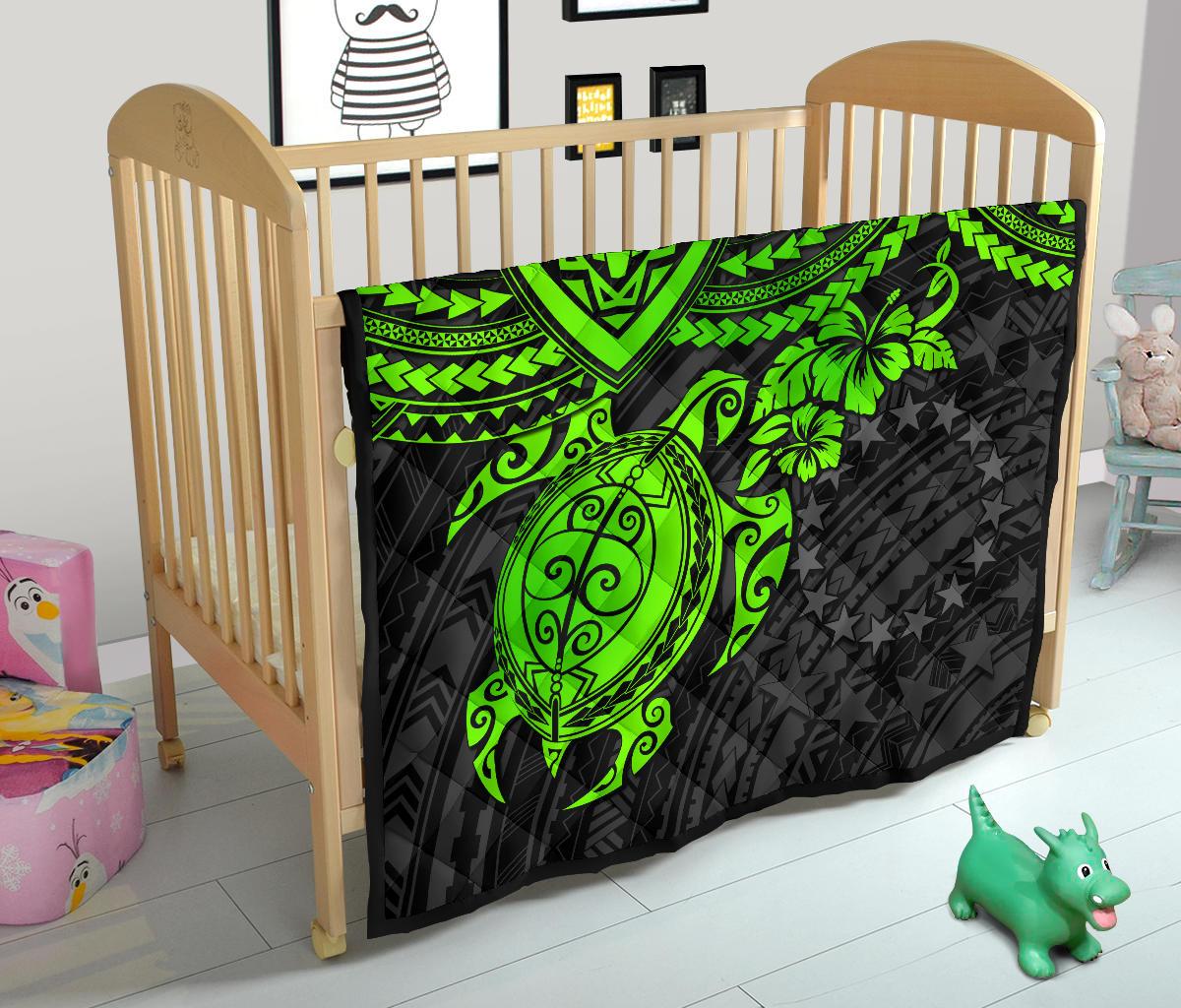 Cook Islands Polynesian Premium Quilt - Green Turtle - Polynesian Pride