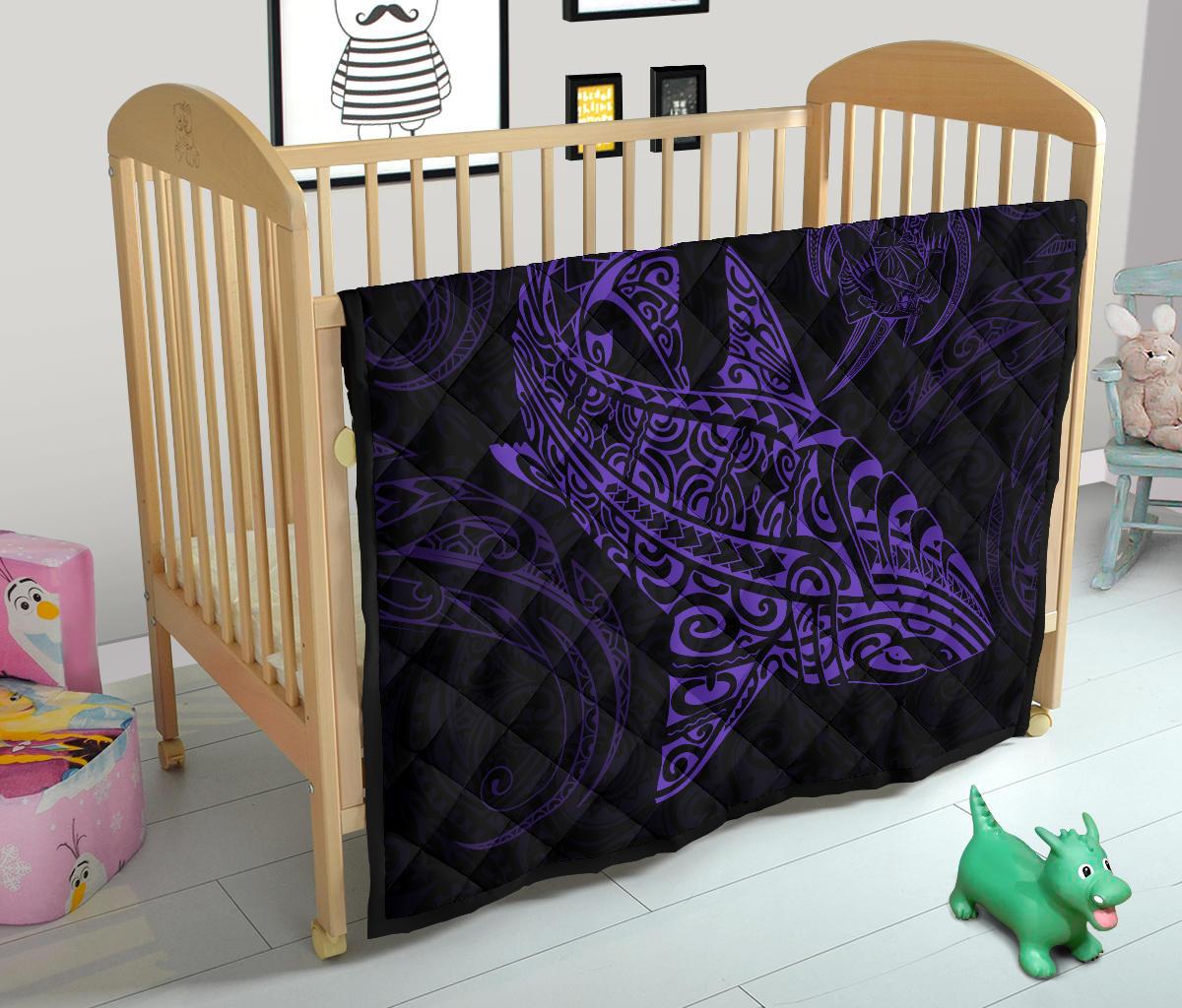 Polynesian Quilt - Polynesian Purple Shark Warrior Tattoo - Polynesian Pride