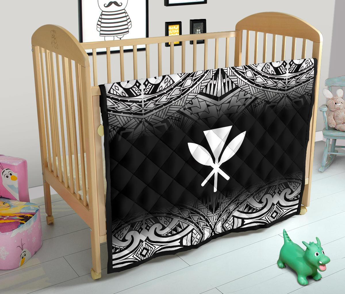 Hawaii Premium Quilt - White Kanaka Maoli Polynesian Tattoo & Black Frog - Polynesian Pride
