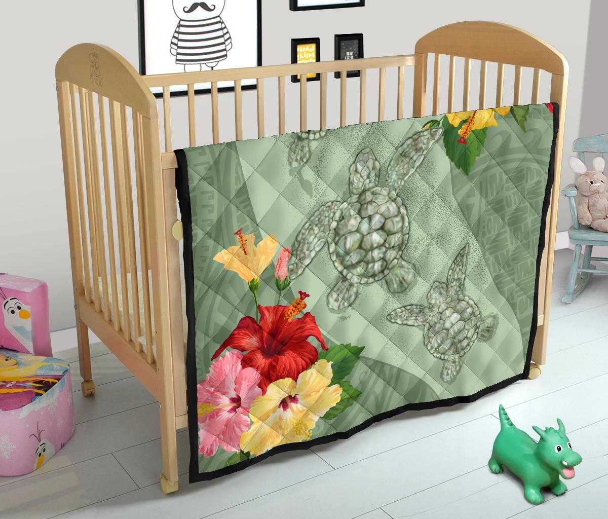 Hawaii Turtle Hibiscus Premium Quilt - Tink Style - Polynesian Pride