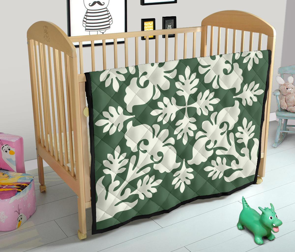 Hawaiian Flower Tropical Pattern Premium Quilt - Green - Argu Style - AH - Polynesian Pride