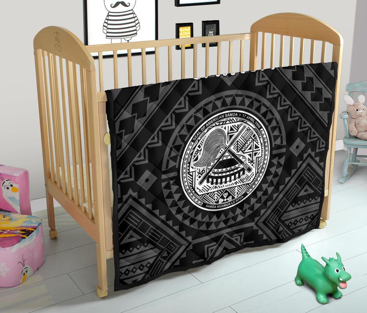 American Samoa Premium Quilt - Seal In Polynesian Tattoo Style ( Black) - Polynesian Pride