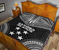 Gambier Islands Premium Quilt - Gambier Islands Flag Polynesian Chief Black Version - Polynesian Pride