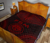 Federated States Of Micronesia Premium Quilt - FSM Seal Polynesian Chief Red Version - Polynesian Pride