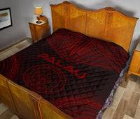 Palau Premium Quilt - Palau Seal Polynesian Chief Red Version - Polynesian Pride