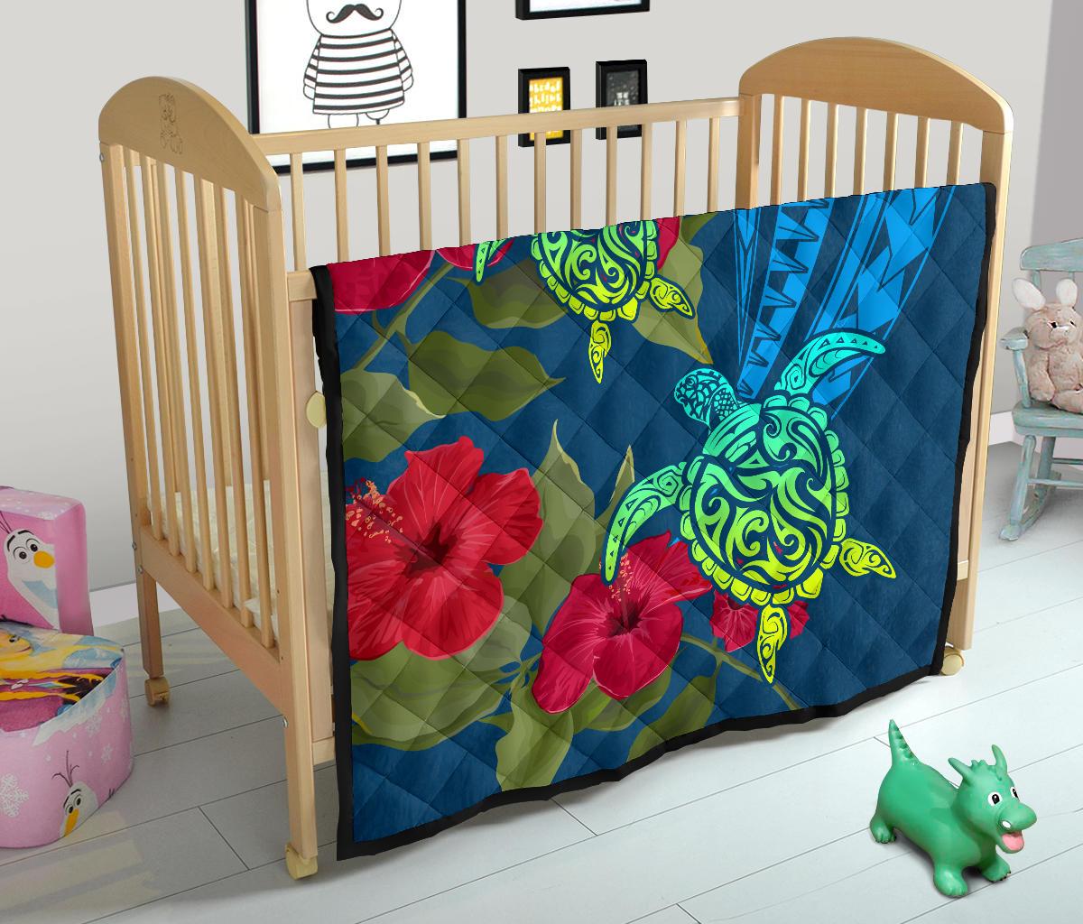 Hawaii Turtle Hibiscus Polynesian Premium Quilt - Bana Style - Polynesian Pride
