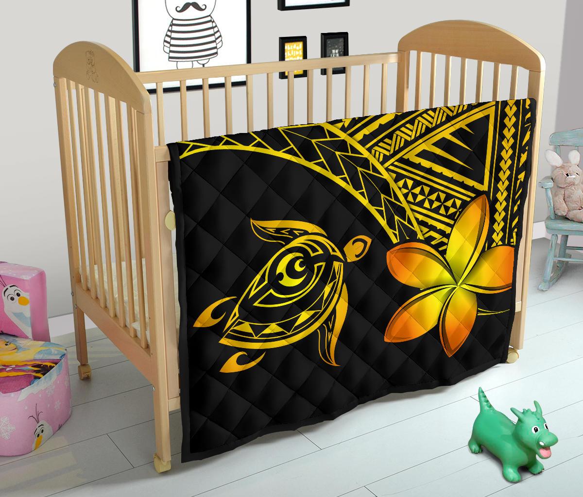 Hawaii Quilt - Hawaii Turtle Plumeria Quilt Yellow - Polynesian Pride