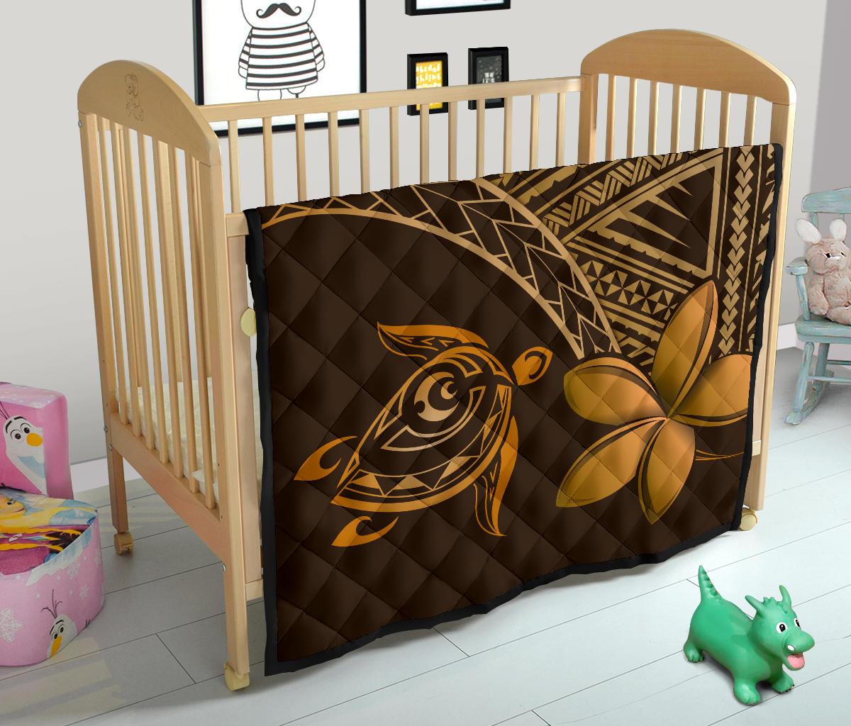 Hawaii Quilt - Hawaii Turtle Plumeria Quilt Brown - Polynesian Pride