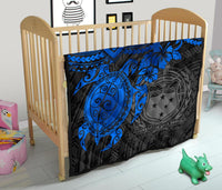 Samoa Polynesian Premium Quilt - Samoa Coat Of Arms & Blue Turtle Hibiscus - Polynesian Pride