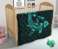 Hawaii Shark Turquoise Polynesian Premium Quilt - Polynesian Pride
