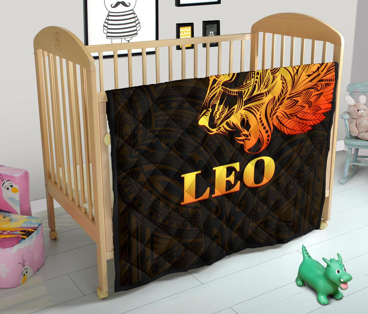 Sun In Leo Zodiac Premium Quilt Polynesian Tattoo Simple - Orange Black - Polynesian Pride