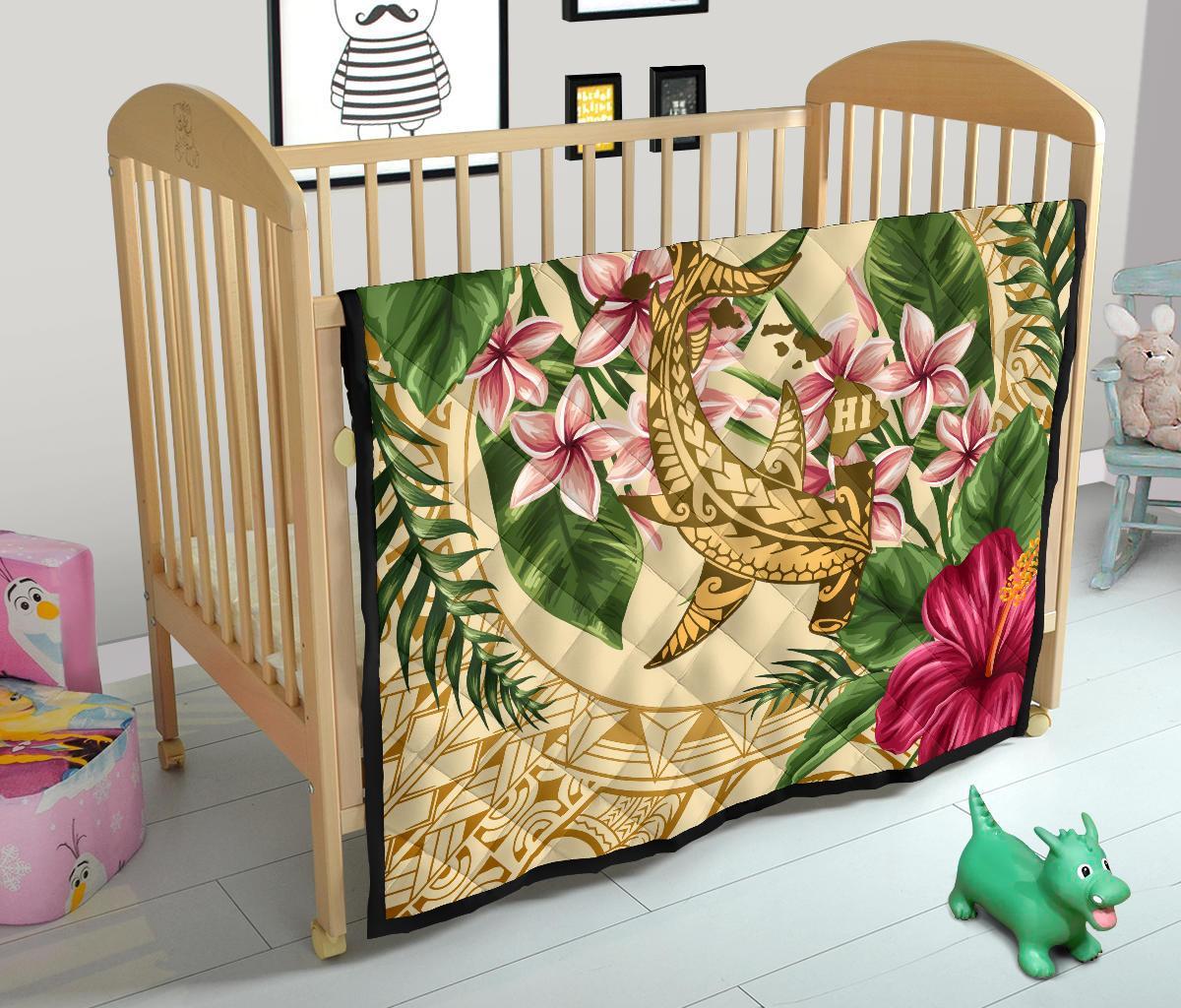 Hawaii Premium Quilt - Hammerhead Shark Premium Quilt Strong Pattern Hibiscus Plumeria AH - Polynesian Pride