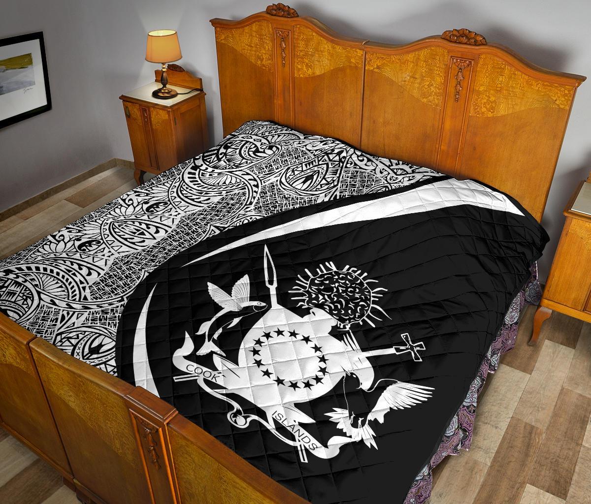 Cook Islands Coat Of Arms Polynesian Premium Quilt - Circle Style - 01 - Polynesian Pride