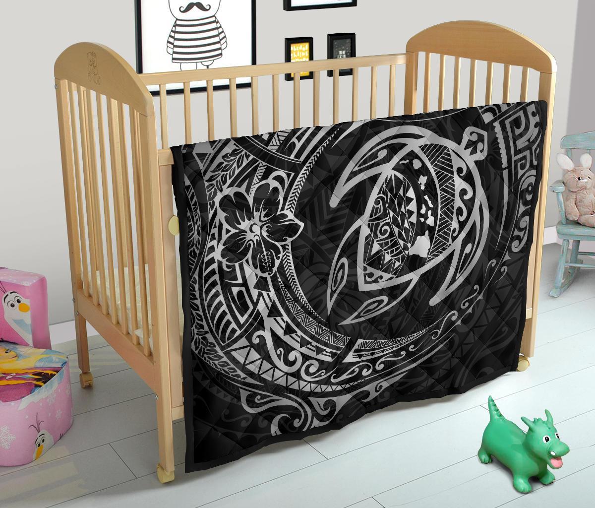 Hawaiian Turtle Polynesian White Premium Quilt - Polynesian Pride