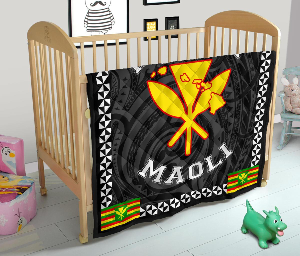 Kanaka Maoli Flag Polynesian Premium Quilt White - Love Style - Polynesian Pride