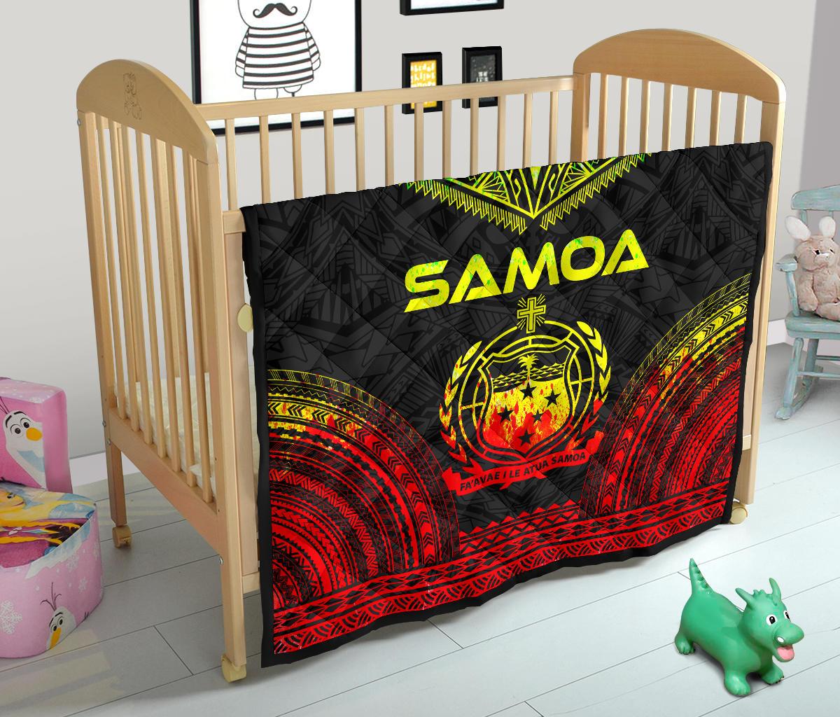 Samoa Premium Quilt - Samoa Coat Of Arms Polynesian Chief Reggae Version - Polynesian Pride