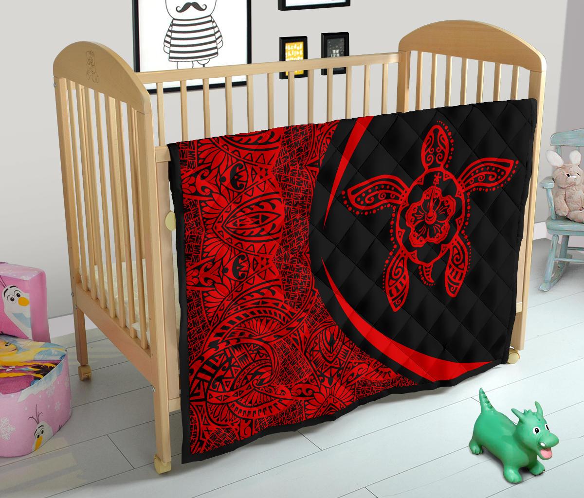 Hawaii Turtle Polynesian Red Premium Quilt - Circle Style - Polynesian Pride