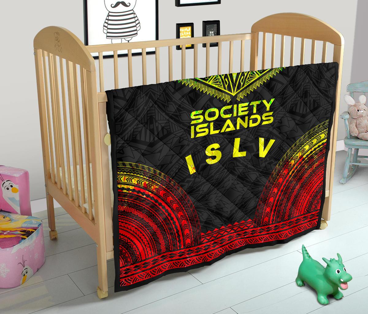 Society Islands Premium Quilt - Society Islands Flag Polynesian Chief Reggae Version - Polynesian Pride